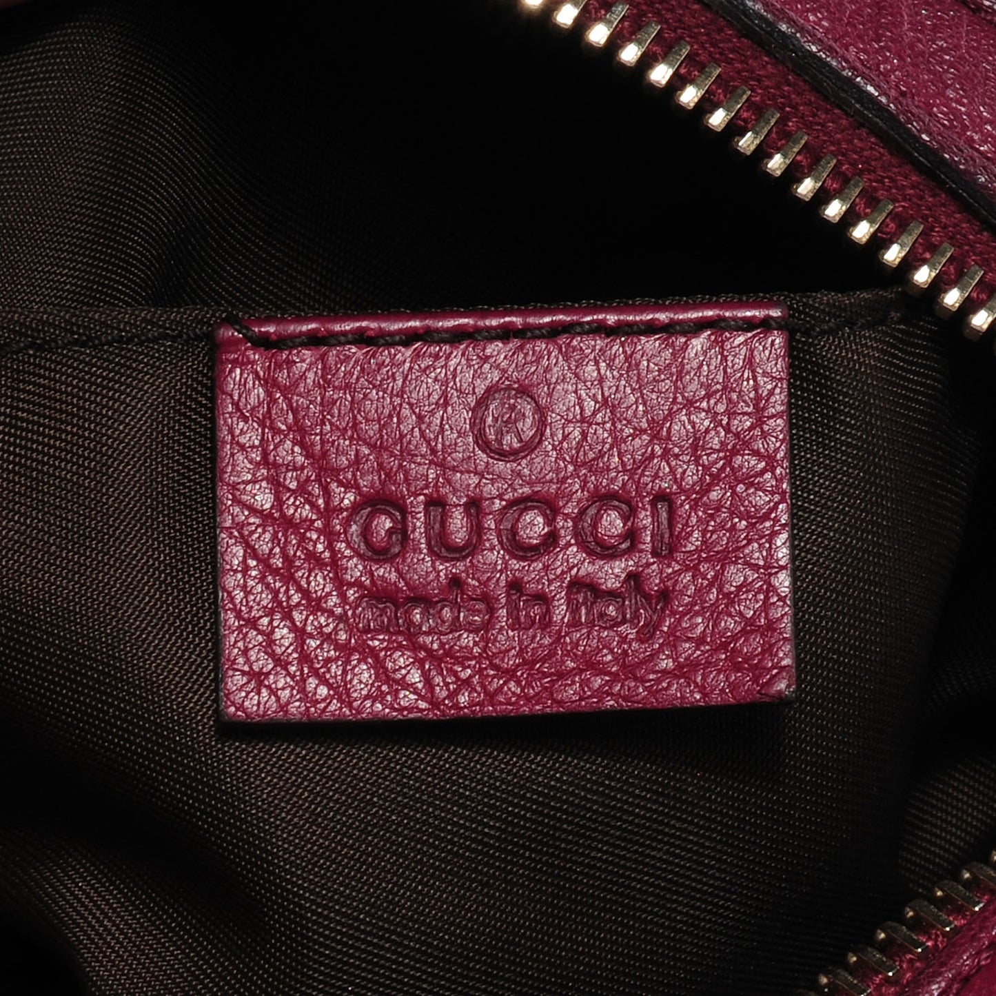 Leather Medium Bamboo Cosmetic Case Cherry