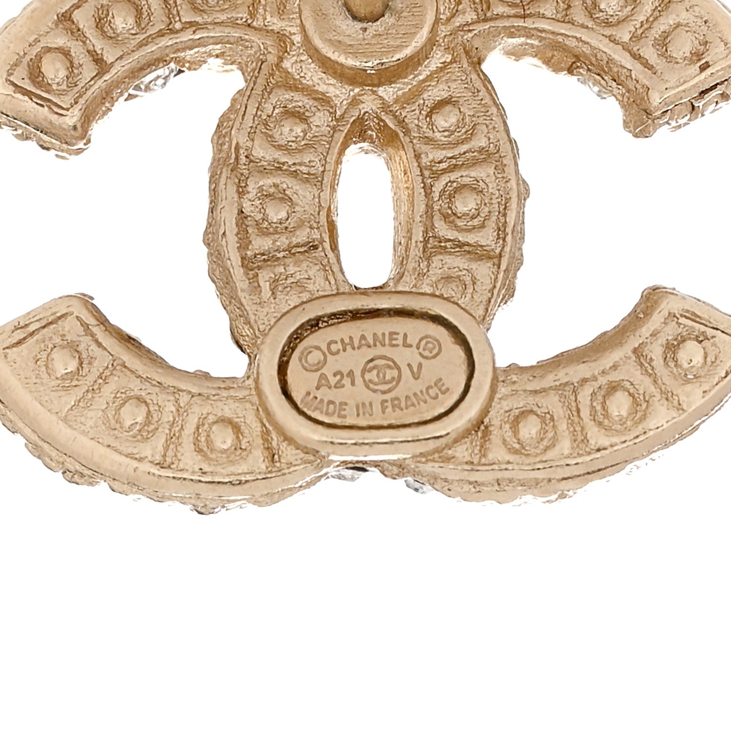 Chanel Metal Graduated Pearl Crystal CC Earrings Light Gold 4 of 4