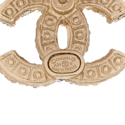 Chanel Metal Graduated Pearl Crystal CC Earrings Light Gold 4 of 4