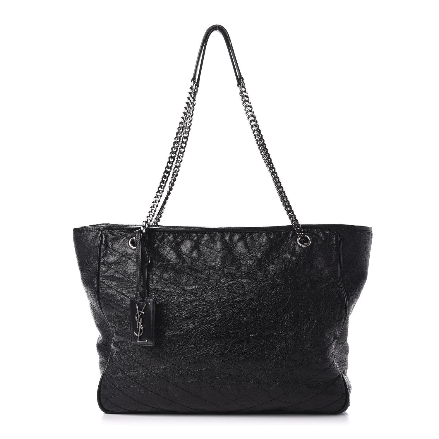 Saint Laurent Crinkled Calfskin Matelasse Monogram Large Niki Shopping Tote Bag Black 1 of 15