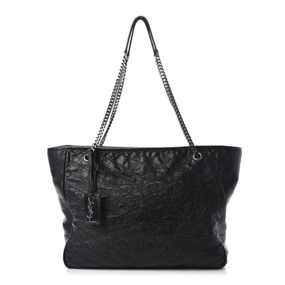 Saint Laurent Crinkled Calfskin Matelasse Monogram Large Niki Shopping Tote Bag Black 1 of 15