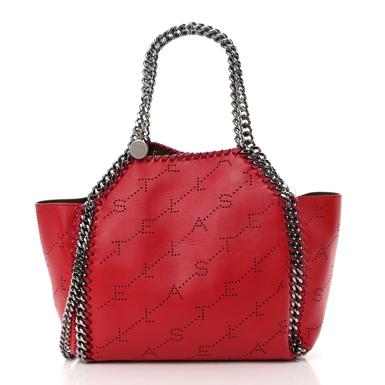 Stella McCartney Eco Alter Nappa Perforated Logo Falabella Reversible Tote Red 3 of 18