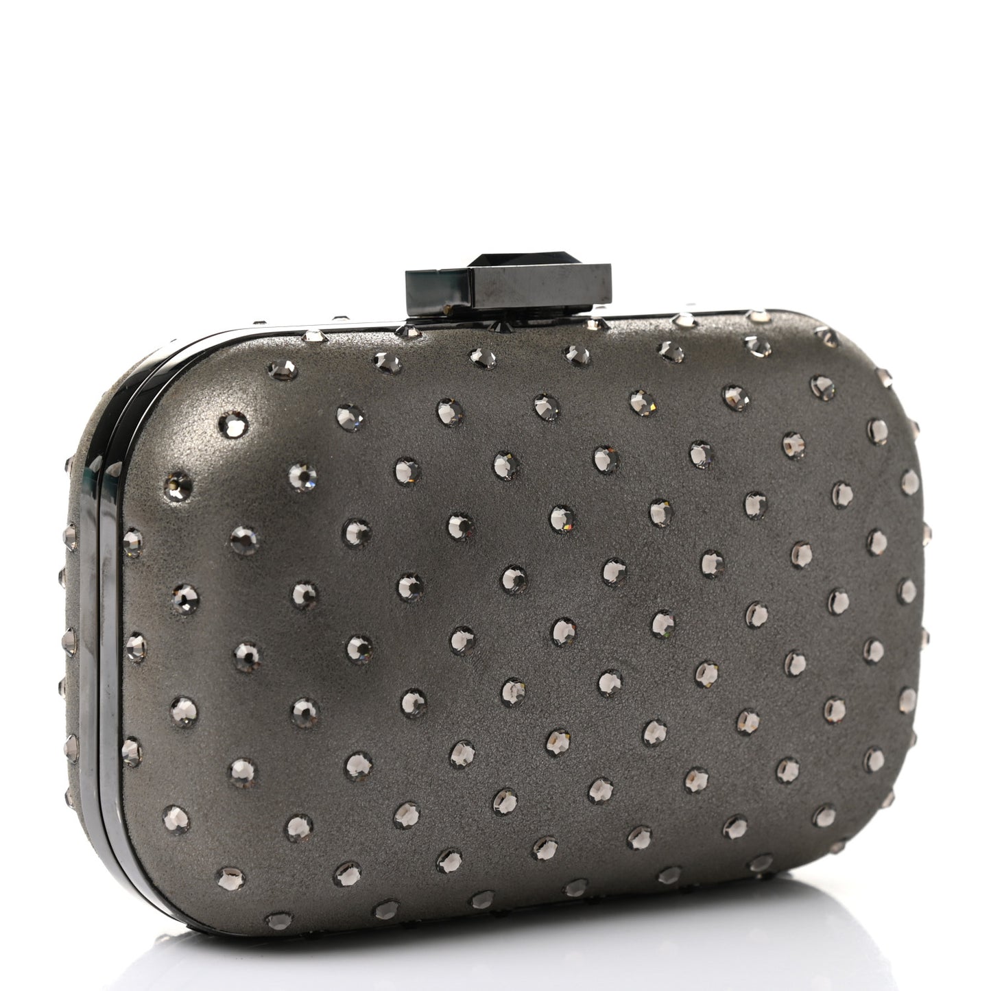 Crystal Embellished Suede Cloud Clutch Grey