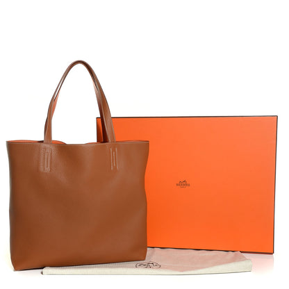 Hermes Taurillon Clemence Double Sens 36 Reversible Tote Gold and Orange 6 of 11