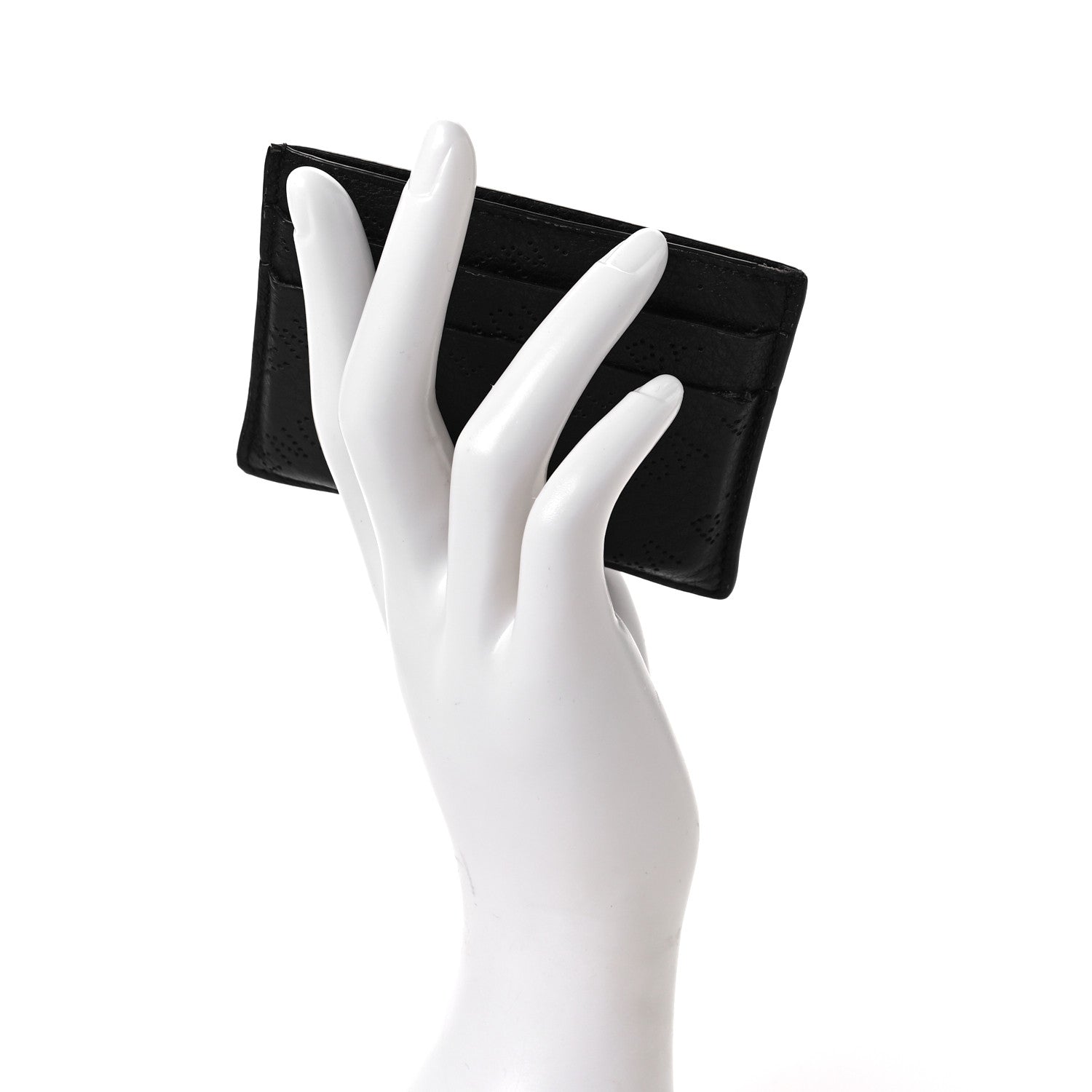 Balenciaga Calfskin Logo Perforated Cash Card Holder Black 2 of 7