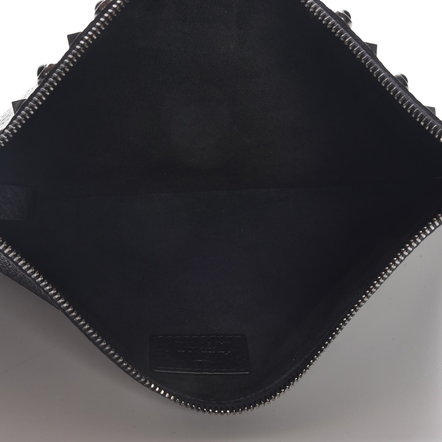 Pebbled Calfskin Onyx Large Rockstud Rolling Zip Pouch Black