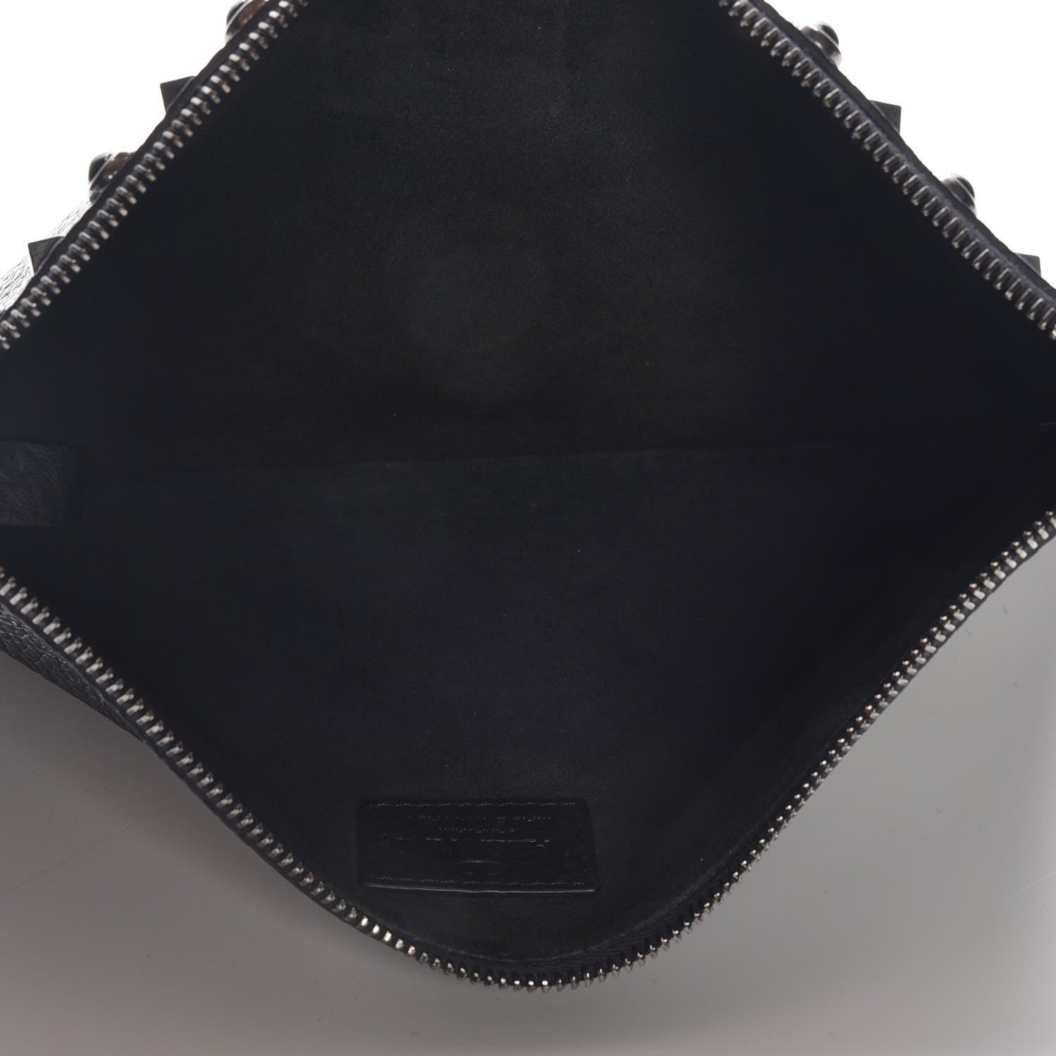 Valentino Garavani Pebbled Calfskin Onyx Large Rockstud Rolling Zip Pouch Black 5 of 8