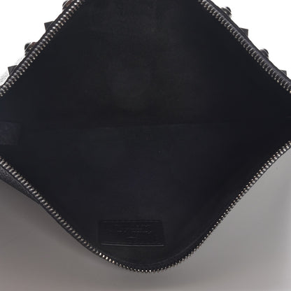 Valentino Garavani Pebbled Calfskin Onyx Large Rockstud Rolling Zip Pouch Black 5 of 8