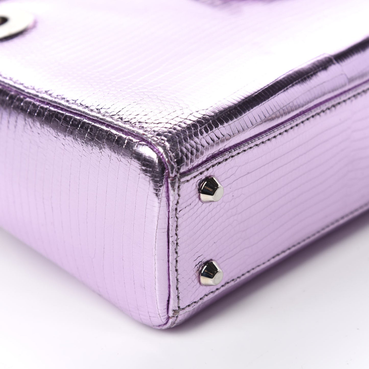 Metallic Lizard Mini Lady Dior Pink