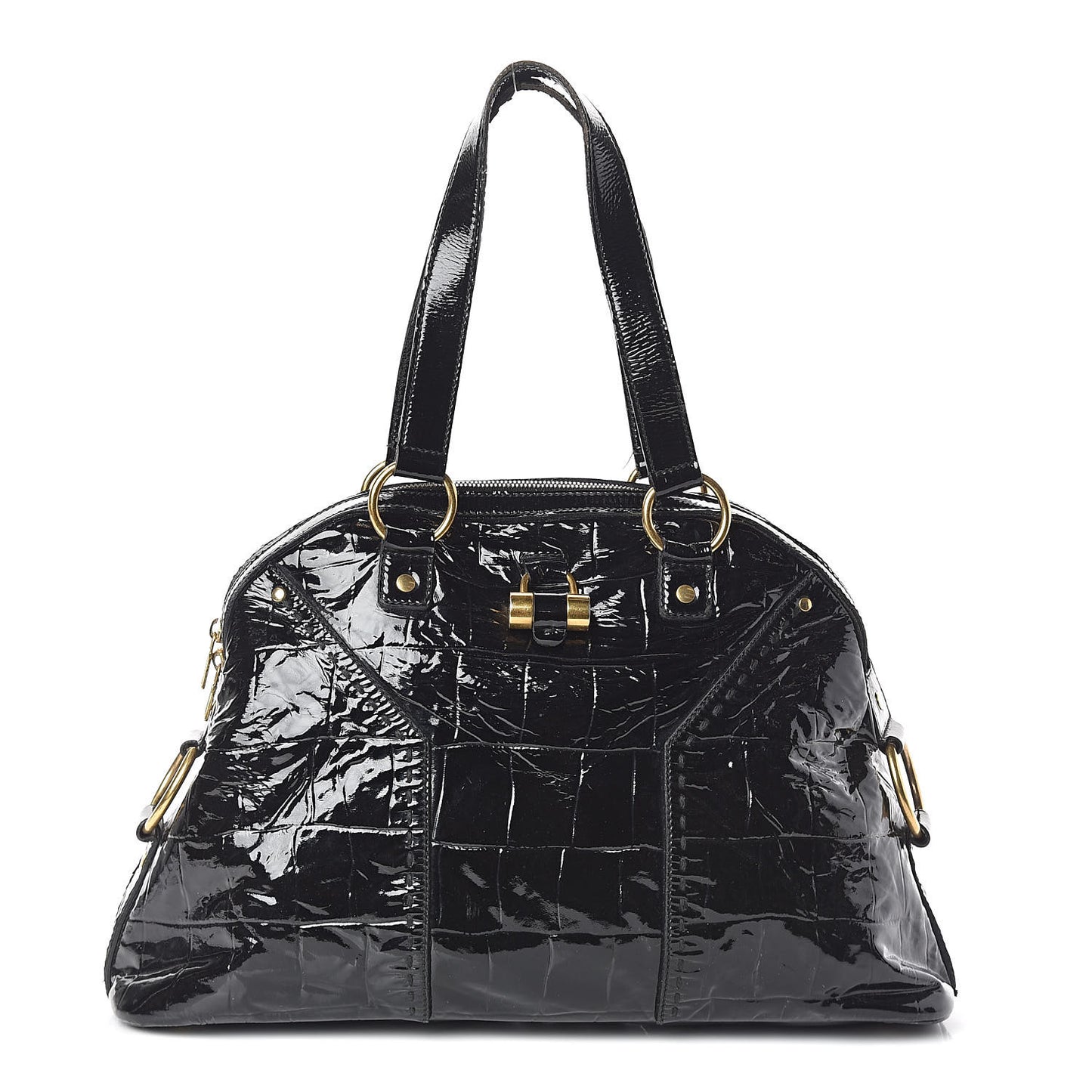 Crocodile Embossed Patent Large Muse Black