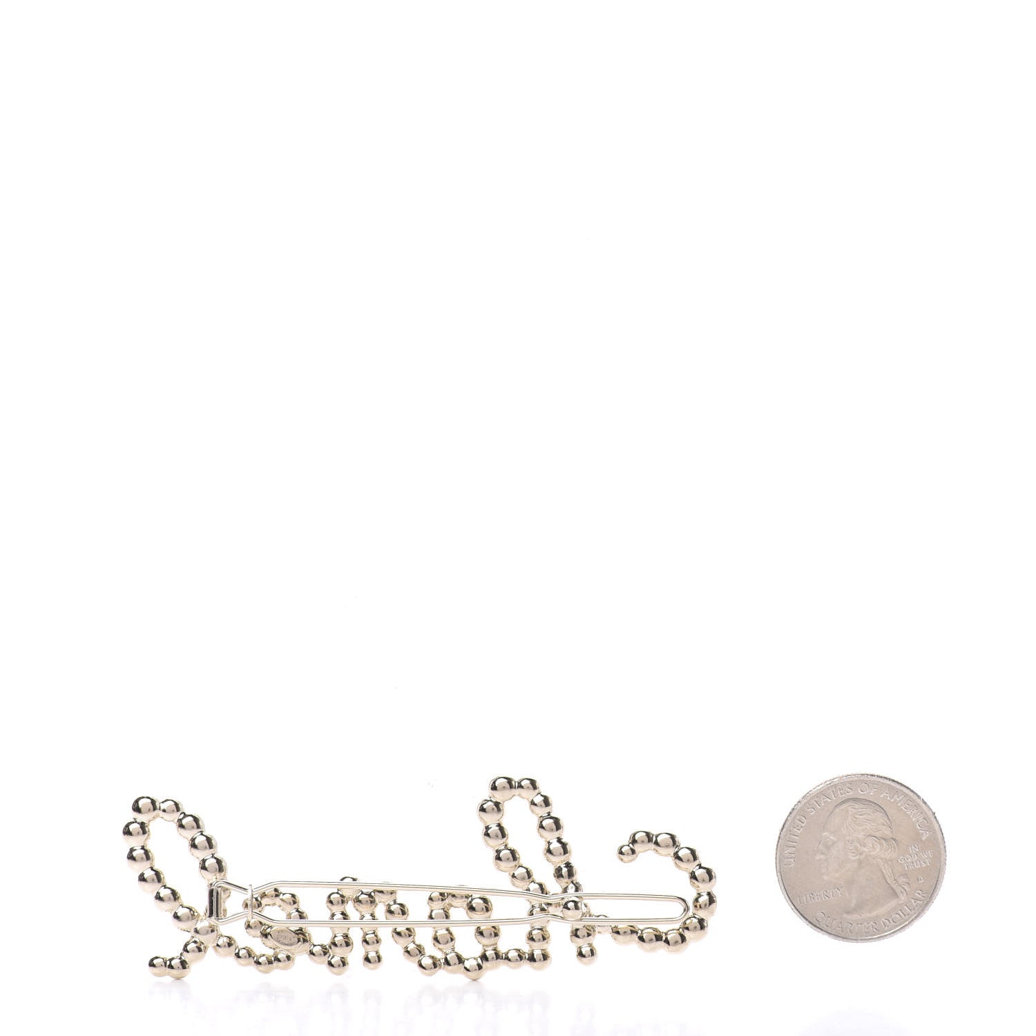 Chanel Metal Glass Swirling Pearls Hair Clip Gold 2 of 4