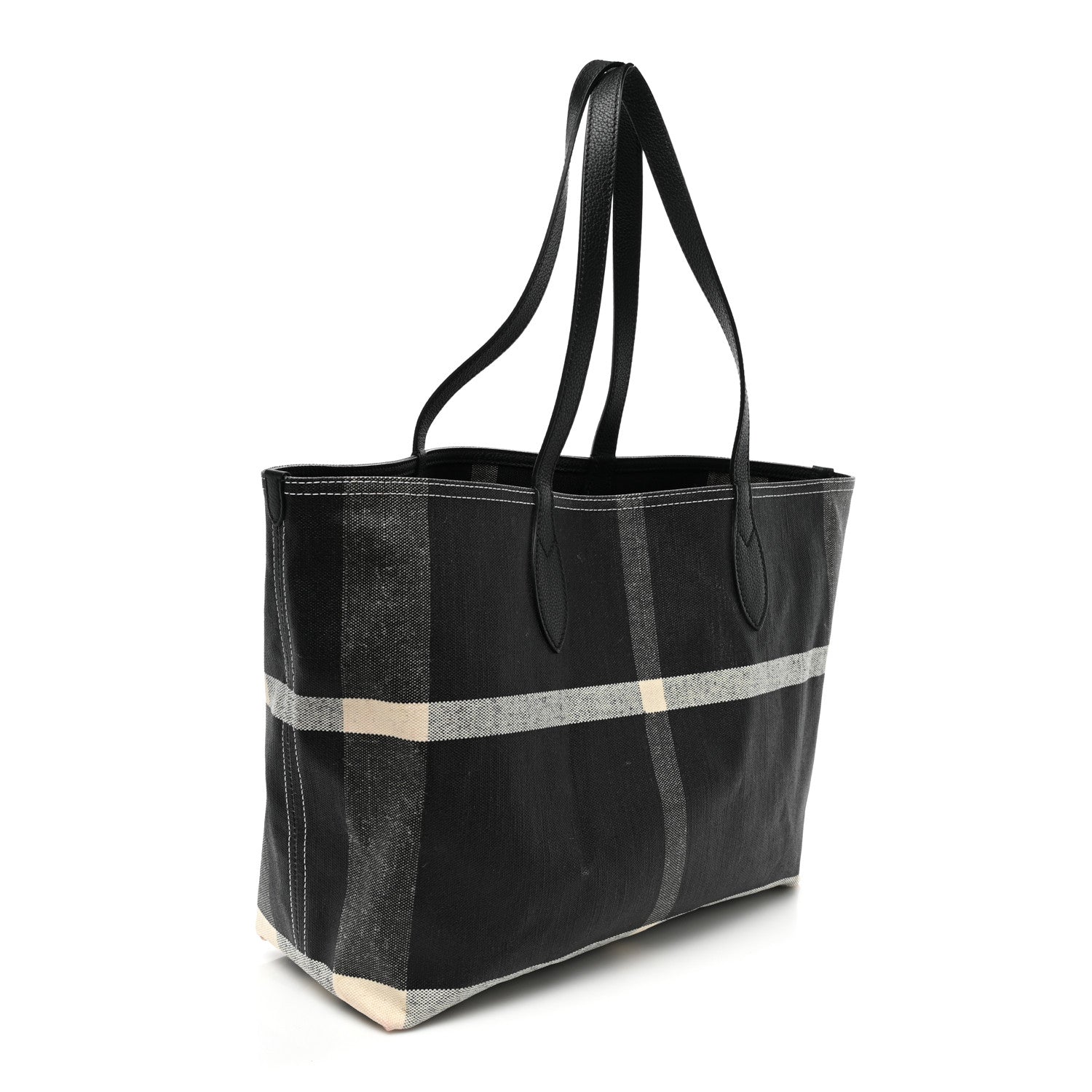 Burberry Coated Canvas Mega Check Medium Doodle Tote Black White 3 of 13