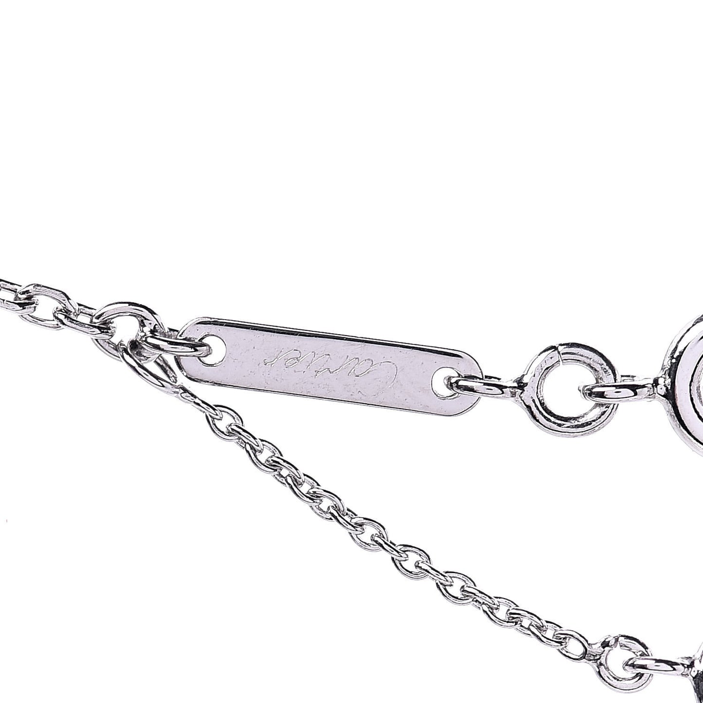18K White Gold Diamond Small Hearts and Symbols Pendant Necklace