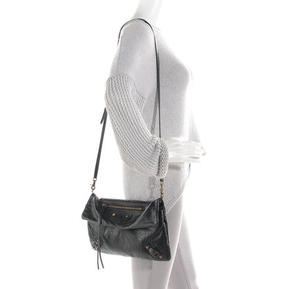 Balenciaga Agneau Classic Hardware Envelope Strap Clutch Black 2 of 11