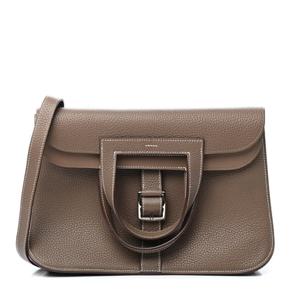 Hermes Taurillon Clemence Halzan 31 GM Etoupe 1 of 8