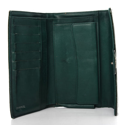 Chanel Patent Quilted Large Flap Wallet Green 5 of 9