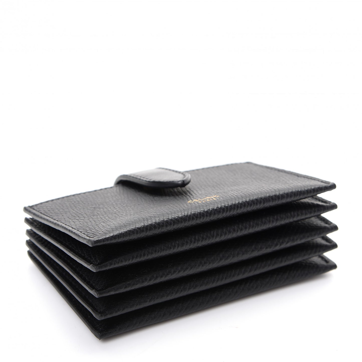 Grained Shiny Calfskin Accordion Card Holder Black
