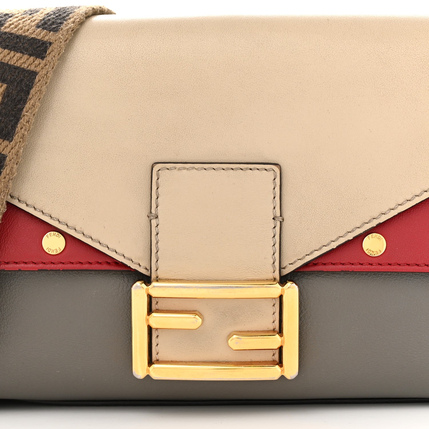 Fendi Vitello Grace FF 1974 Baguette Argilla Nuvola Fragola 8 of 11