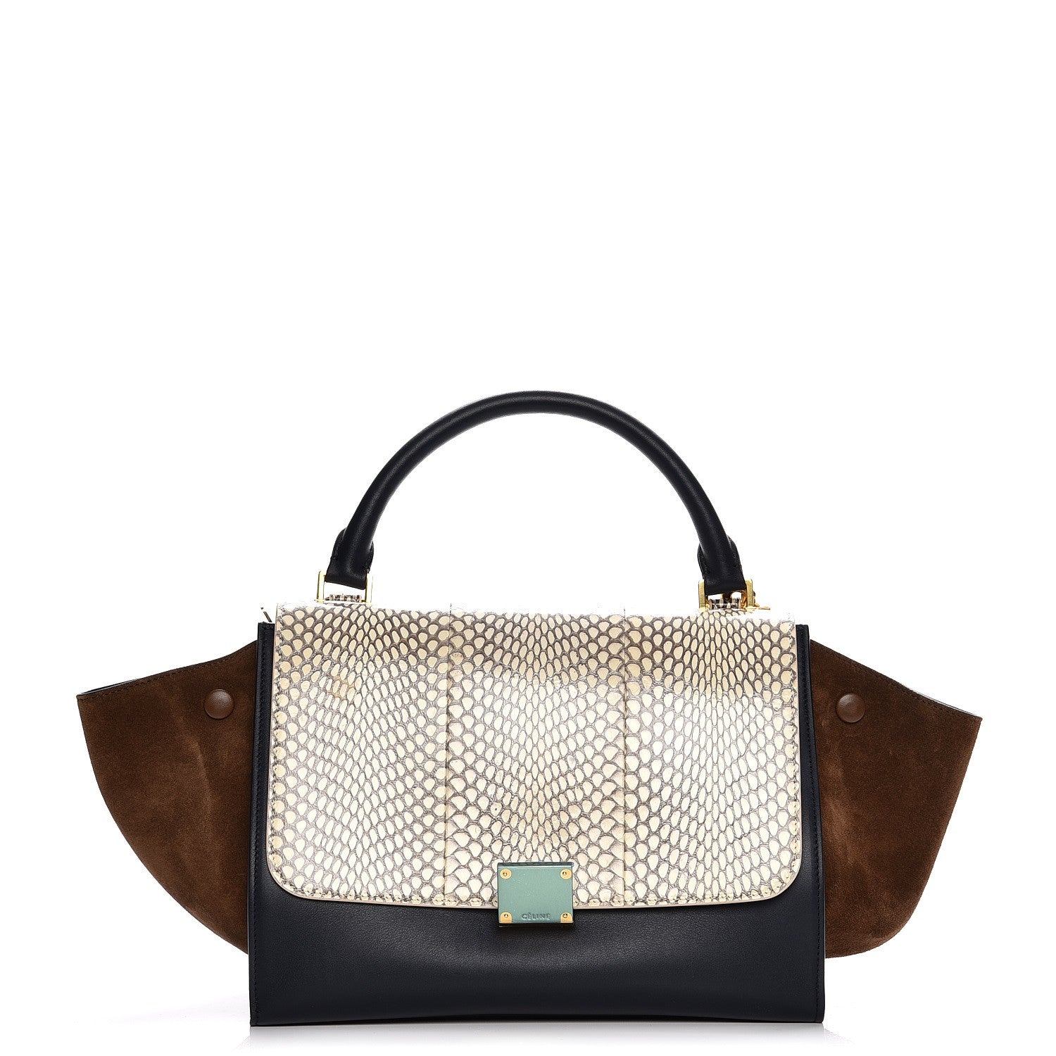 Celine Cobra Calfskin Suede Small Tri-Color Trapeze Natural 1 of 7