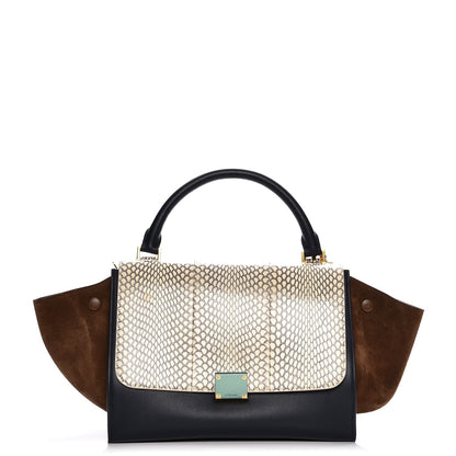 Celine Cobra Calfskin Suede Small Tri-Color Trapeze Natural 1 of 7