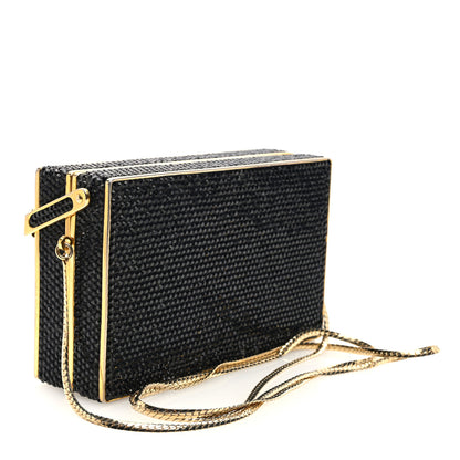 Judith Leiber Swarovski Crystal Glass Bead Minaudiere Clutch Black Multicolor 3 of 9