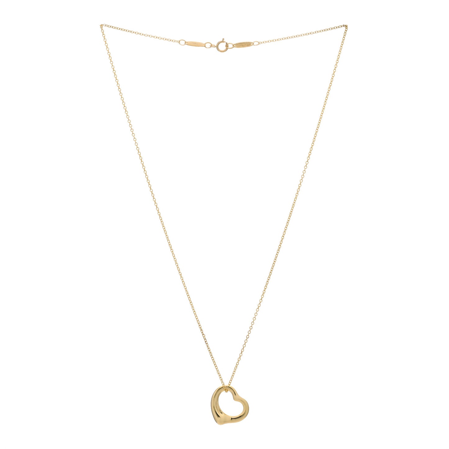 18K Yellow Gold 16mm Elsa Peretti Open Heart Pendant Necklace
