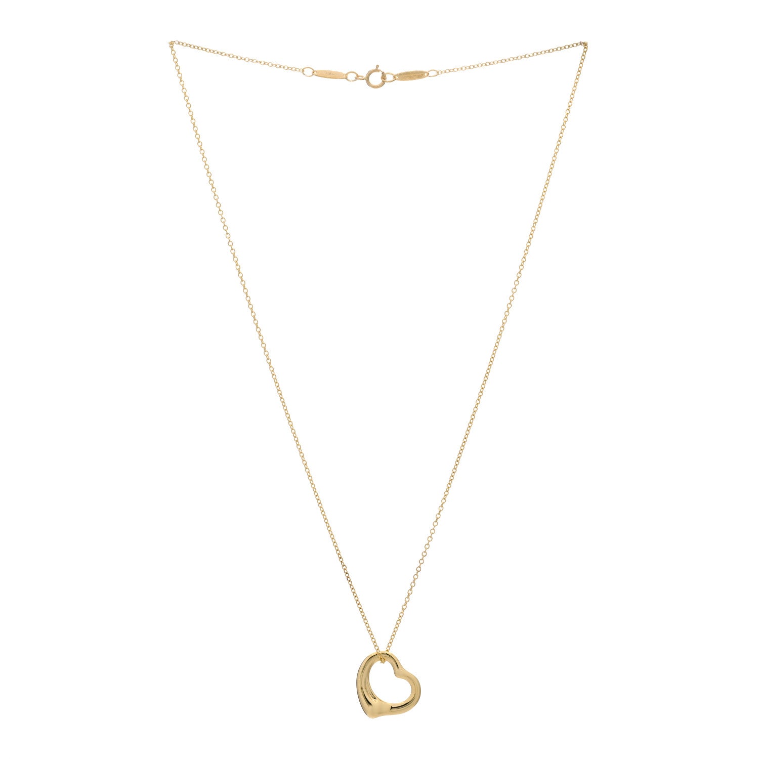 Tiffany 18K Yellow Gold 16mm Elsa Peretti Open Heart Pendant Necklace 2 of 3