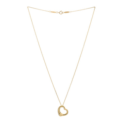 Tiffany 18K Yellow Gold 16mm Elsa Peretti Open Heart Pendant Necklace 2 of 3