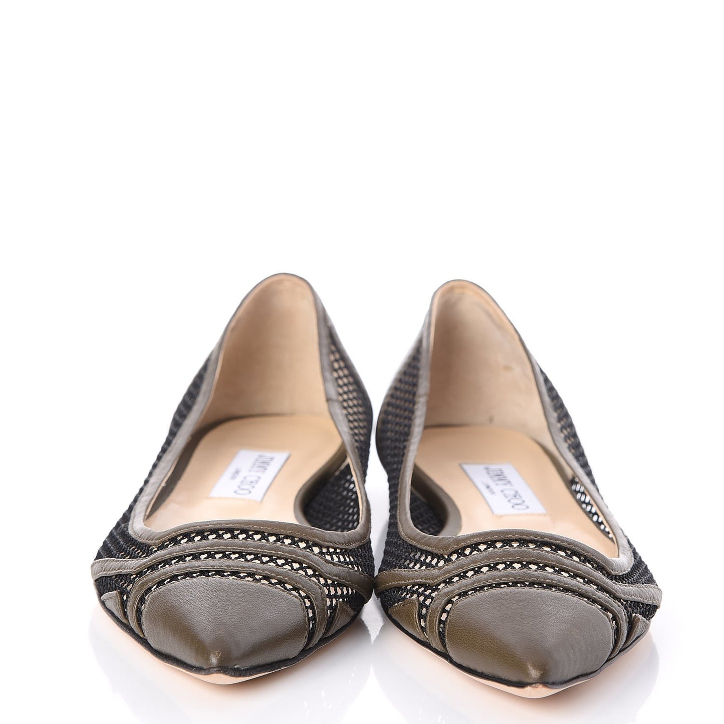 Nappa Mesh Hettie Pointed Flats 39.5 Moss