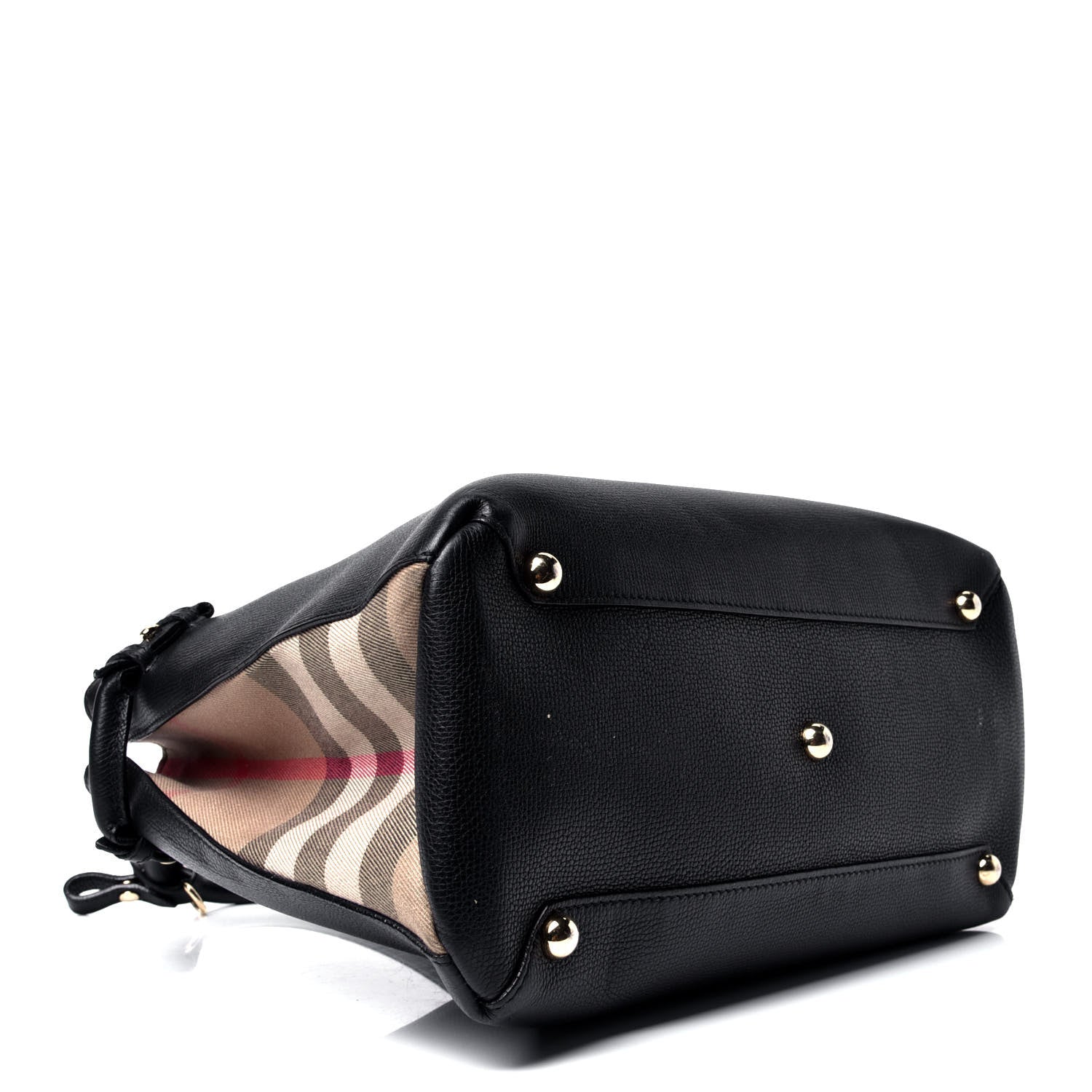 Burberry Grainy Calfskin House Check Medium Banner Tote Black 3 of 4