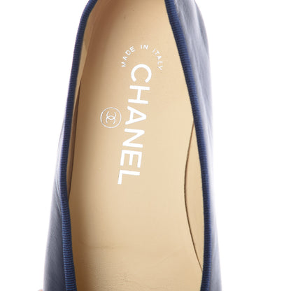 Chanel Lambskin CC Cap Toe Ballerina Flats 36 Navy 9 of 14