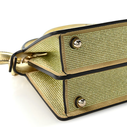 Fendi Iridescent Crystal Vitello Laminato Suede FF Petite Peekaboo I SEE U Satchel Platino 9 of 10