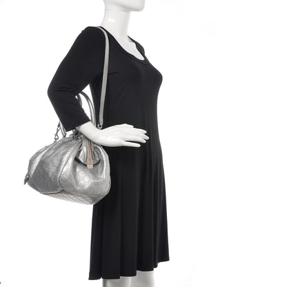 Gucci Metallic Guccissima Medium Sukey Boston Silver 2 of 11