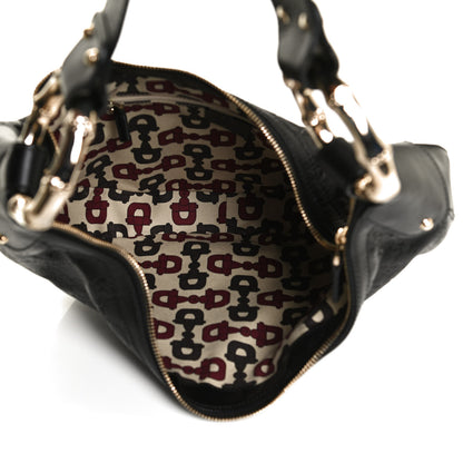 Gucci Guccissima Half Moon Bamboo Ring Hobo Black 5 of 12