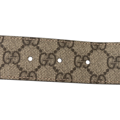 Gucci GG Supreme Monogram Plutone Calfskin Double G Reversible 37mm Belt 100 40 Beige Ebony Souffle Rose 4 of 5