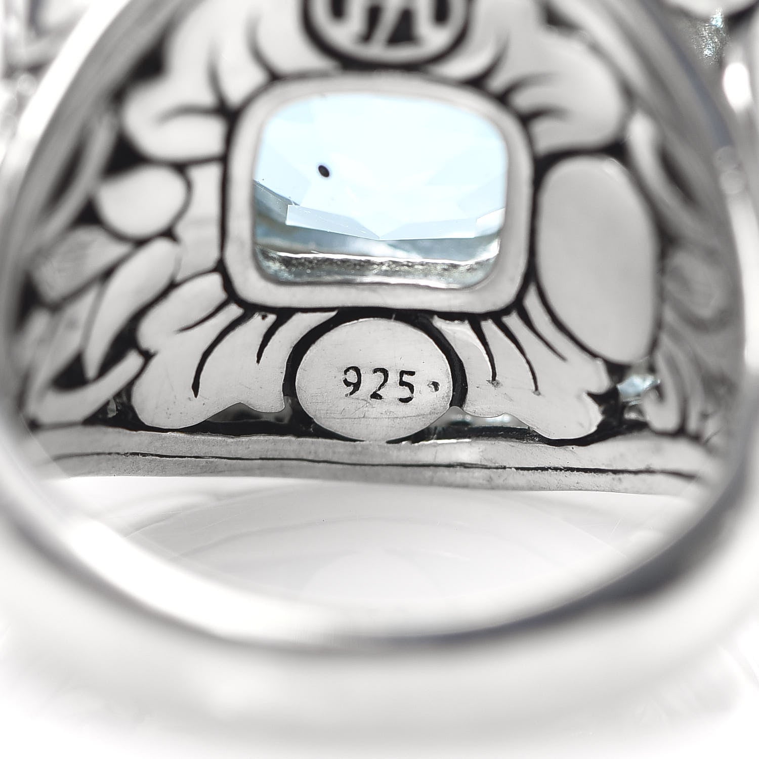 John Hardy Sterling Silver Blue Topaz Large Batu Kali Square Ring 54 6.75 6 of 6