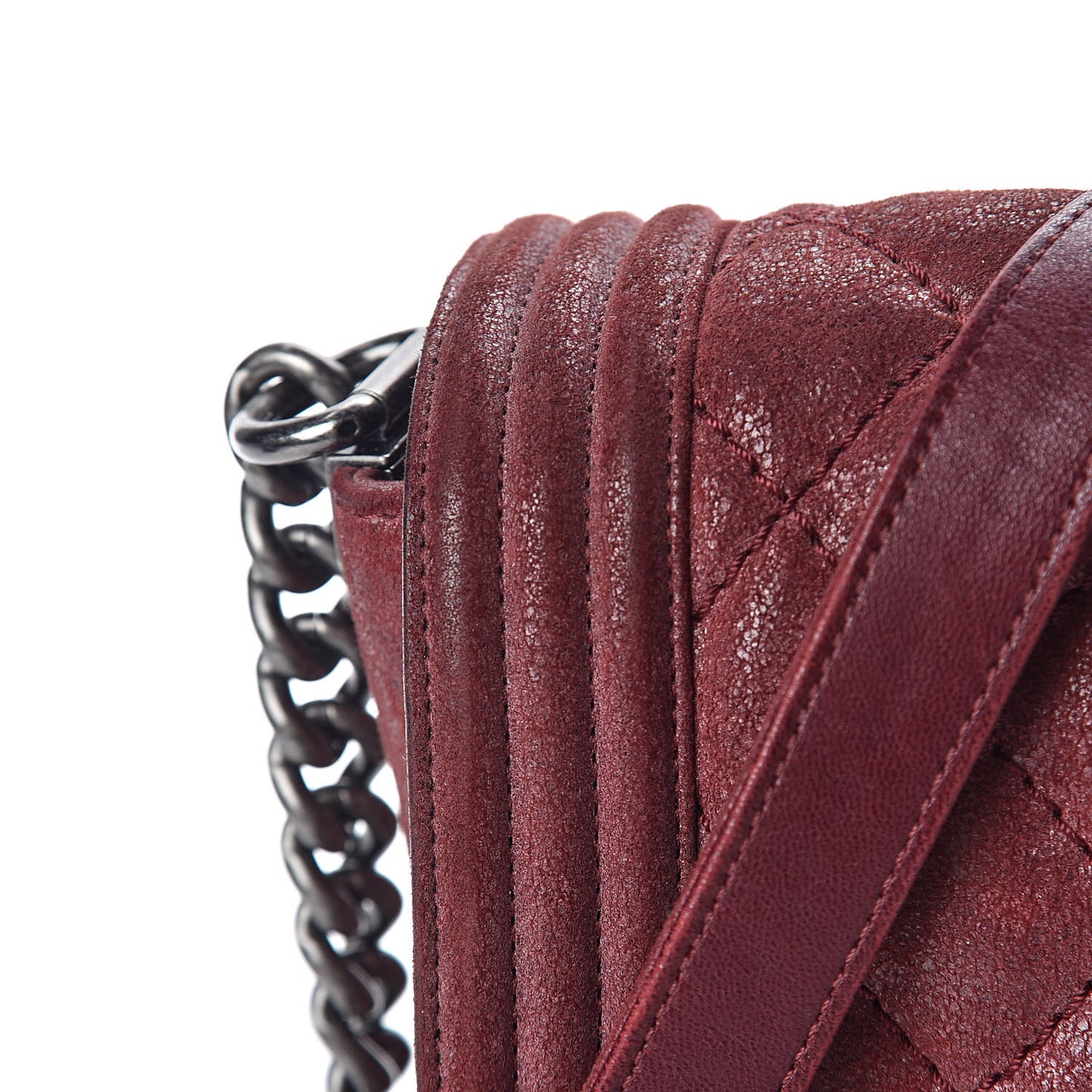 Iridescent Calfskin Quilted New Medium Gentle Boy Flap Dark Red