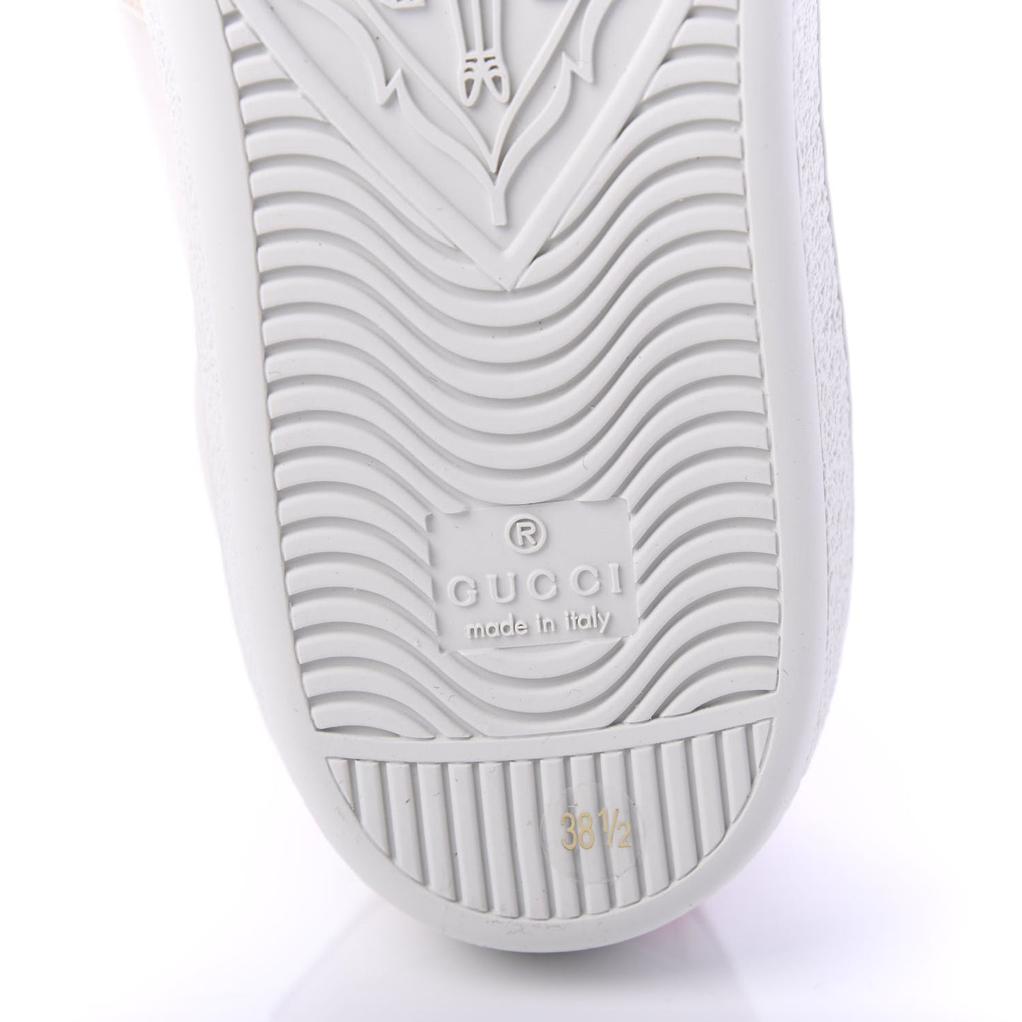Calfskin Stripe Womens New Ace Sneakers 38.5 New Mystic White Ecru Red Flame