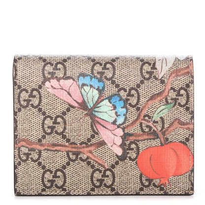 Gucci GG Supreme Monogram Tian Card Case Beige Multicolor Red 1 of 8