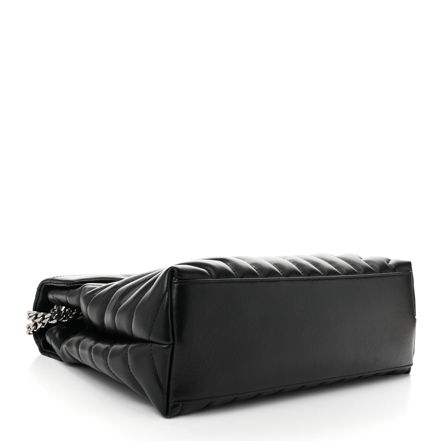 Calfskin Y Quilted Monogram Medium Loulou Chain Satchel Black