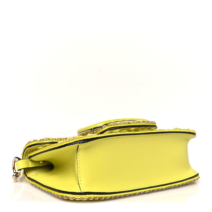 Valentino Garavani Crystal Nappa Enamel Vlogo Small Loco Shoulder Bag Lemon Cedar 4 of 10