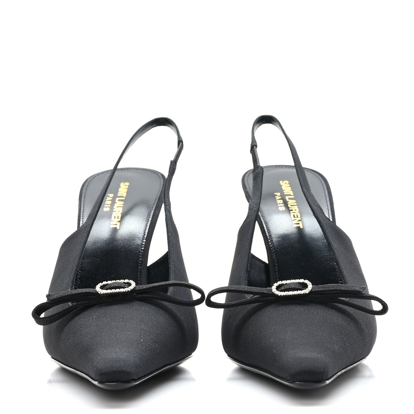 Crepe De Chine Crystal Bow Slingback Pumps 40 Black