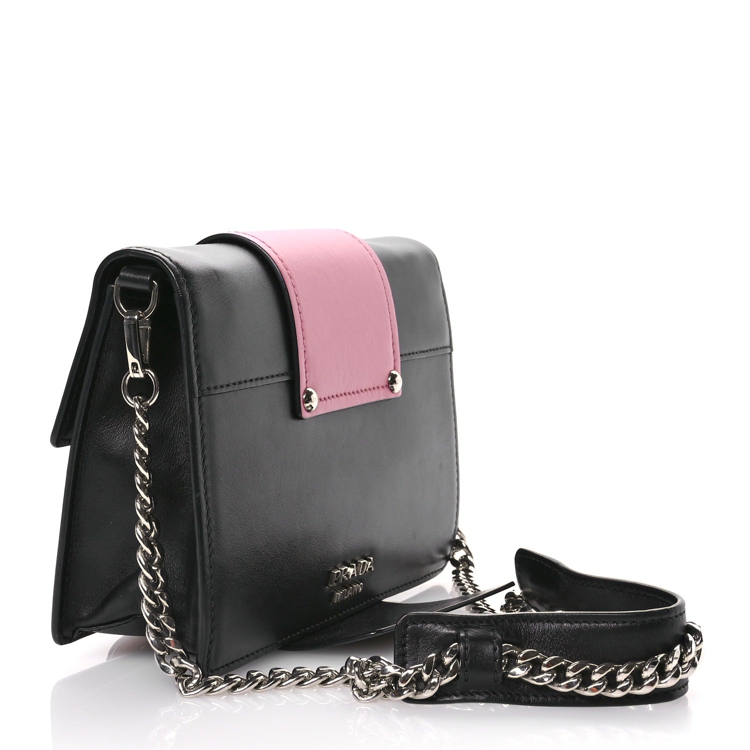Prada City Calf Crystal Embellished Ribbon Bag Black Begonia 3 of 10