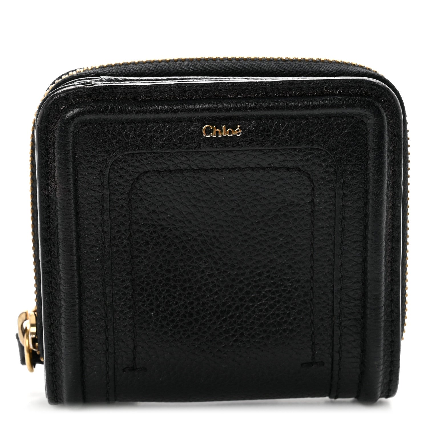 Chloe Grained Calfskin Compact Zip Around Wallet Black 1 of 7