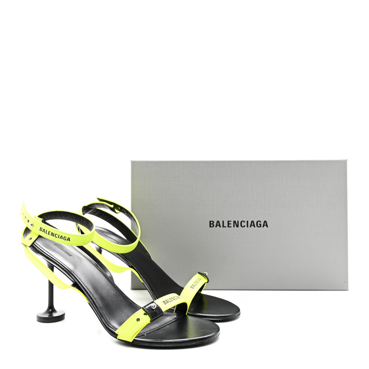 Calfskin Logo Afterhour 90mm Sandal 41 Black Fluo Yellow