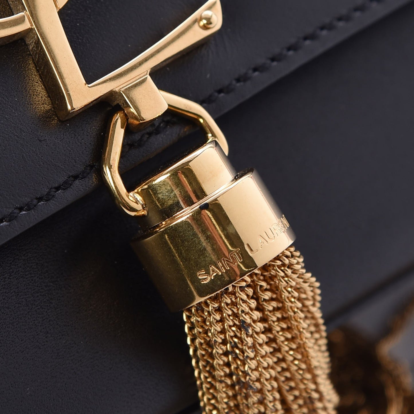 Smooth Calfskin Medium Classic Monogram Kate Tassel Satchel Black