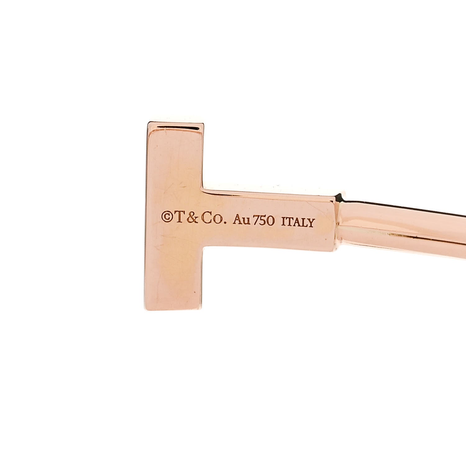Tiffany 18K Rose Gold Diamond T Wire Bracelet 3 of 4