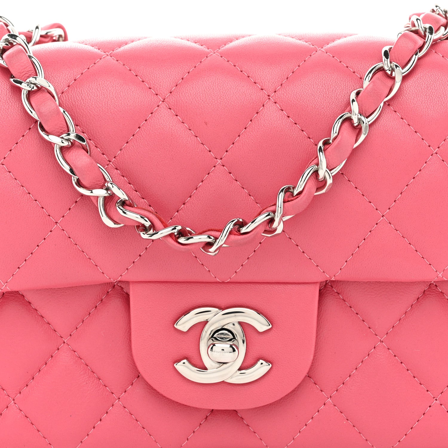 Chanel Lambskin Quilted Mini Rectangular Flap Pink 8 of 10