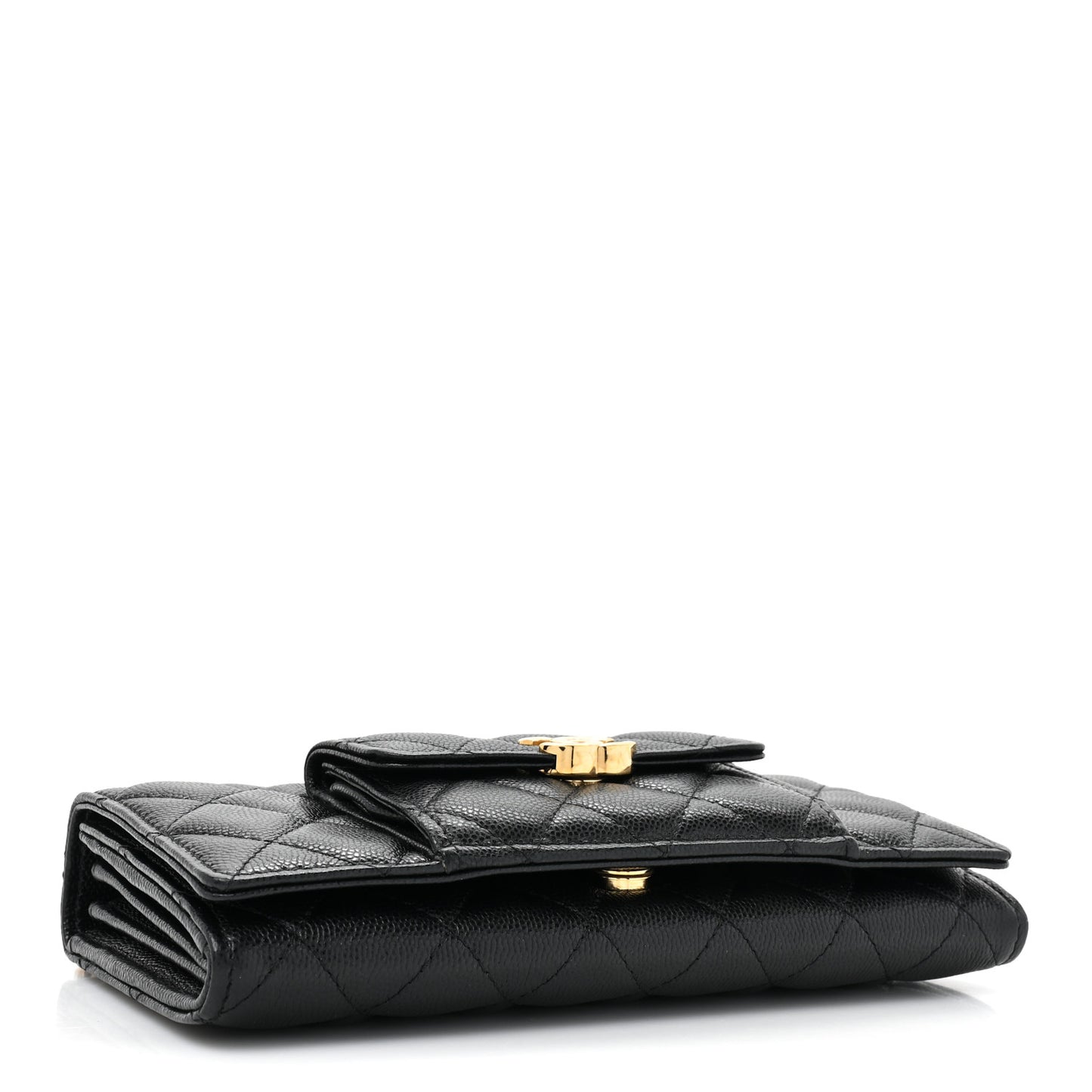 Caviar Quilted Pocket Twins Wallet On Chain WOC Black
