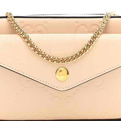 Gucci Calfskin GG Super Mini Debossed Chain Wallet Light Beige 8 of 10